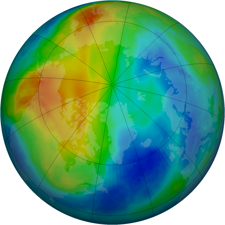 Arctic ozone map for 29 November 1999